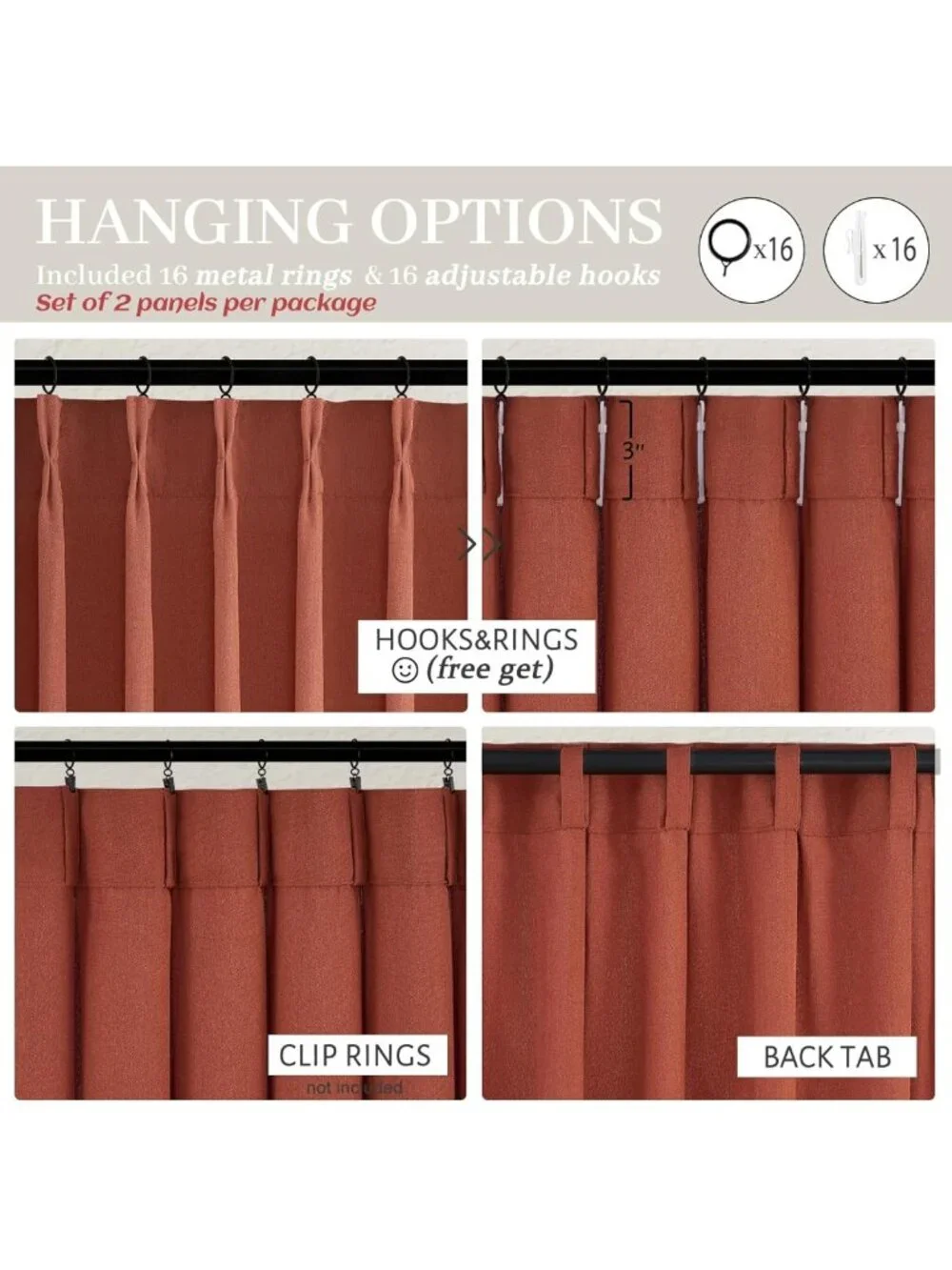 Extra Long Burnt Orange Sheer Curtains 108” | Luxury Light Filtering Drapes for